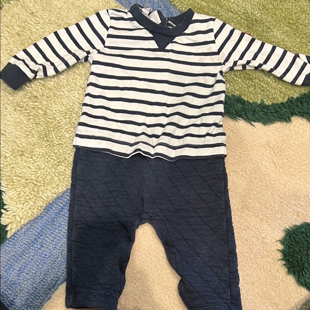 Petit Bateau Navy and White Baby Set